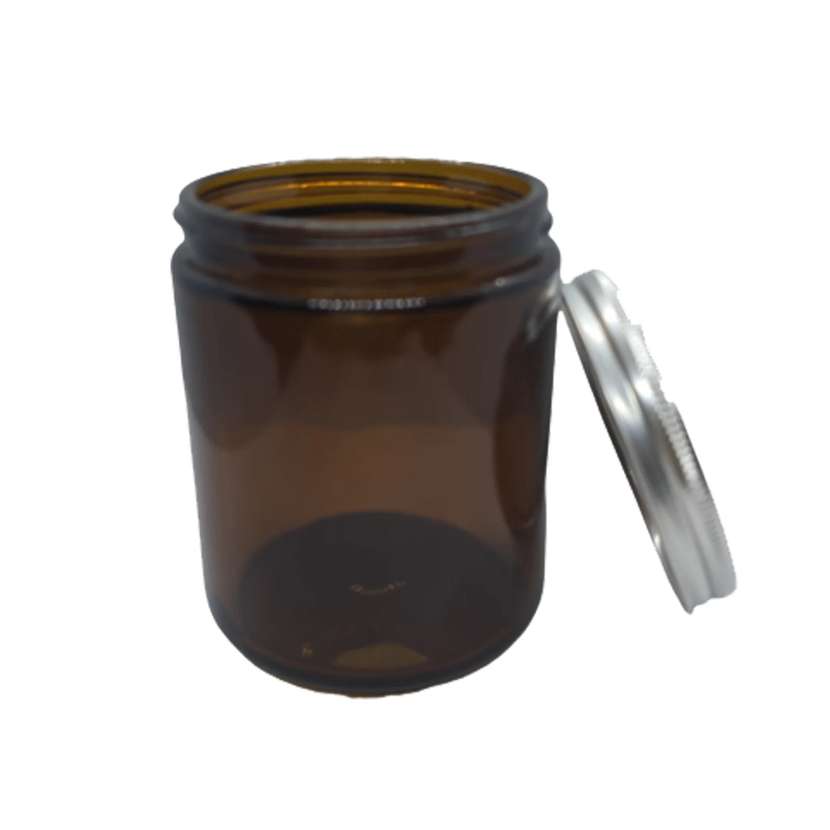 Amber glass Jars with silver/black cap 9 oz