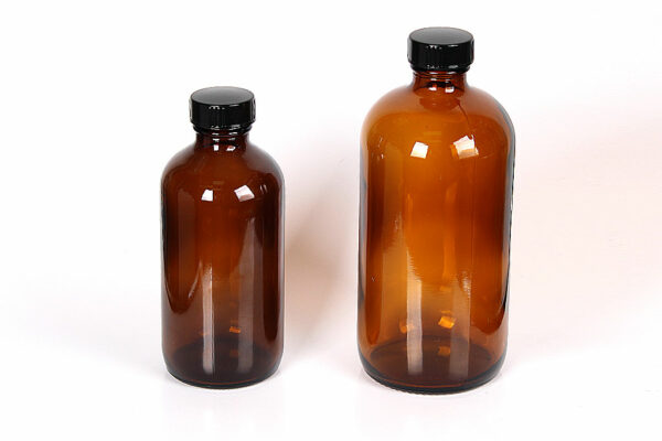 16 Oz /8 Oz Amber Glass Bottle With Trigger Spray Pump / Phenolic Cap Or Lotion Pump