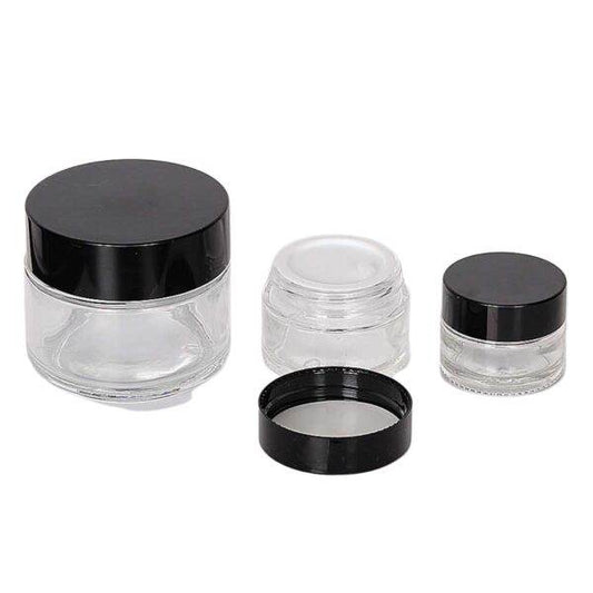 Clear Glass Jars with black cap