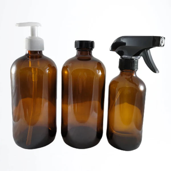 Amber Glass Bottle With Trigger Spray Pump / Phenolic Cap Or Lotion Pump