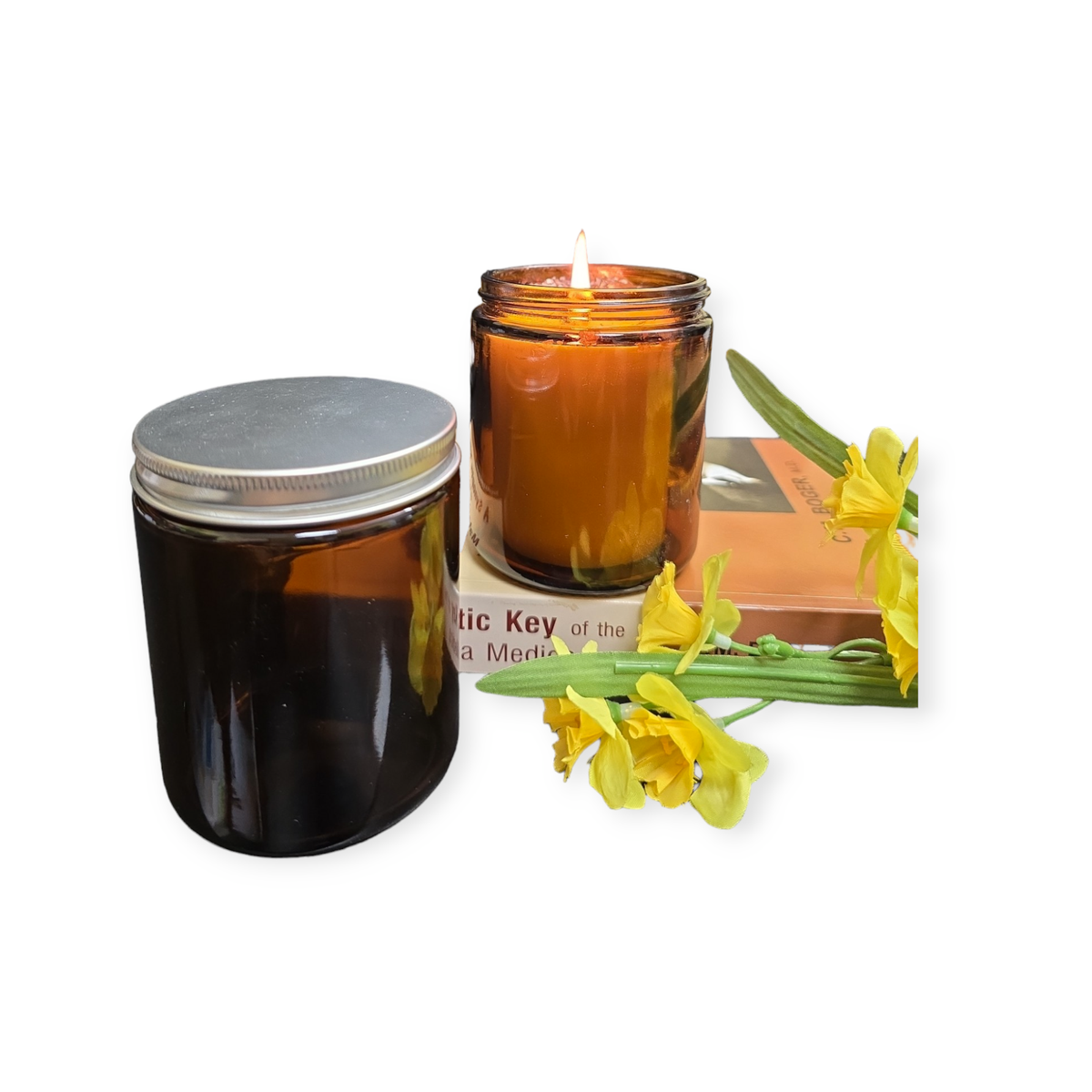 Candle Glass Jars with silver/black cap 9 oz