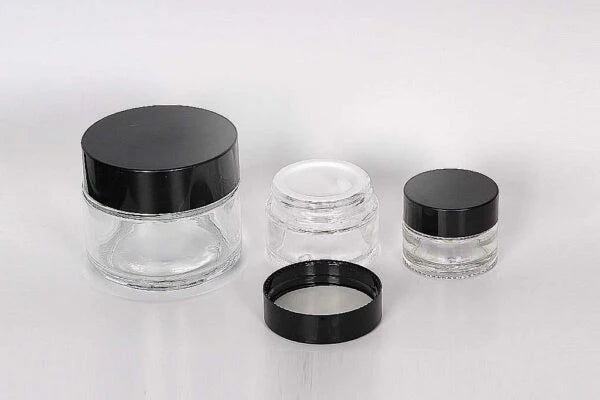 Clear Glass Jars with black cap