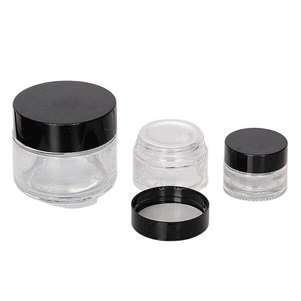 Clear Glass Jars with black cap